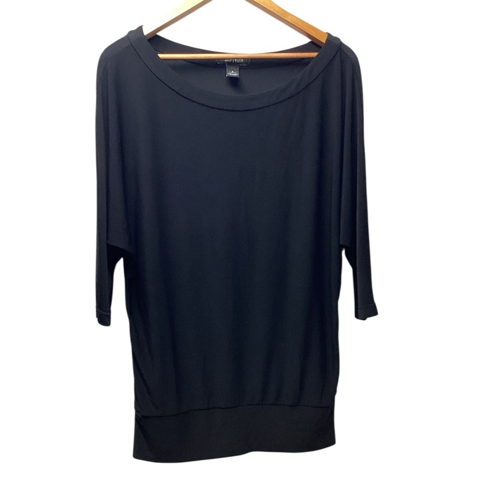 White House Black Market Boat Necl Blouse Dolman Sleeves Black Size Small - Picture 2 of 9